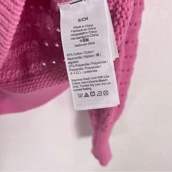J. Crew Bubblegum Pink Cutout Hole Patterned Pullover Sweater - Picture 6 of 6